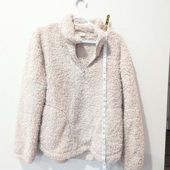 Gap Beige Sherpa Zip-Up Sweater With Pockets! Cottagecore Women's M 26.5 Inches - Picture 6 of 7